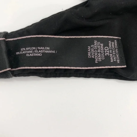 Victorias Secret Dream Angels Padded Demi Bra 32D Black Push Up Underwire - Picture 7 of 7